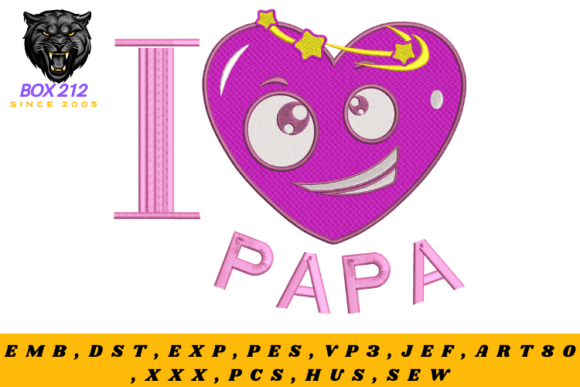 Review: Heart I Love Papa Embroidery Design for Merch