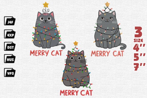 Review: Set of 3 Merry Cat Embroidery for Holiday Projects